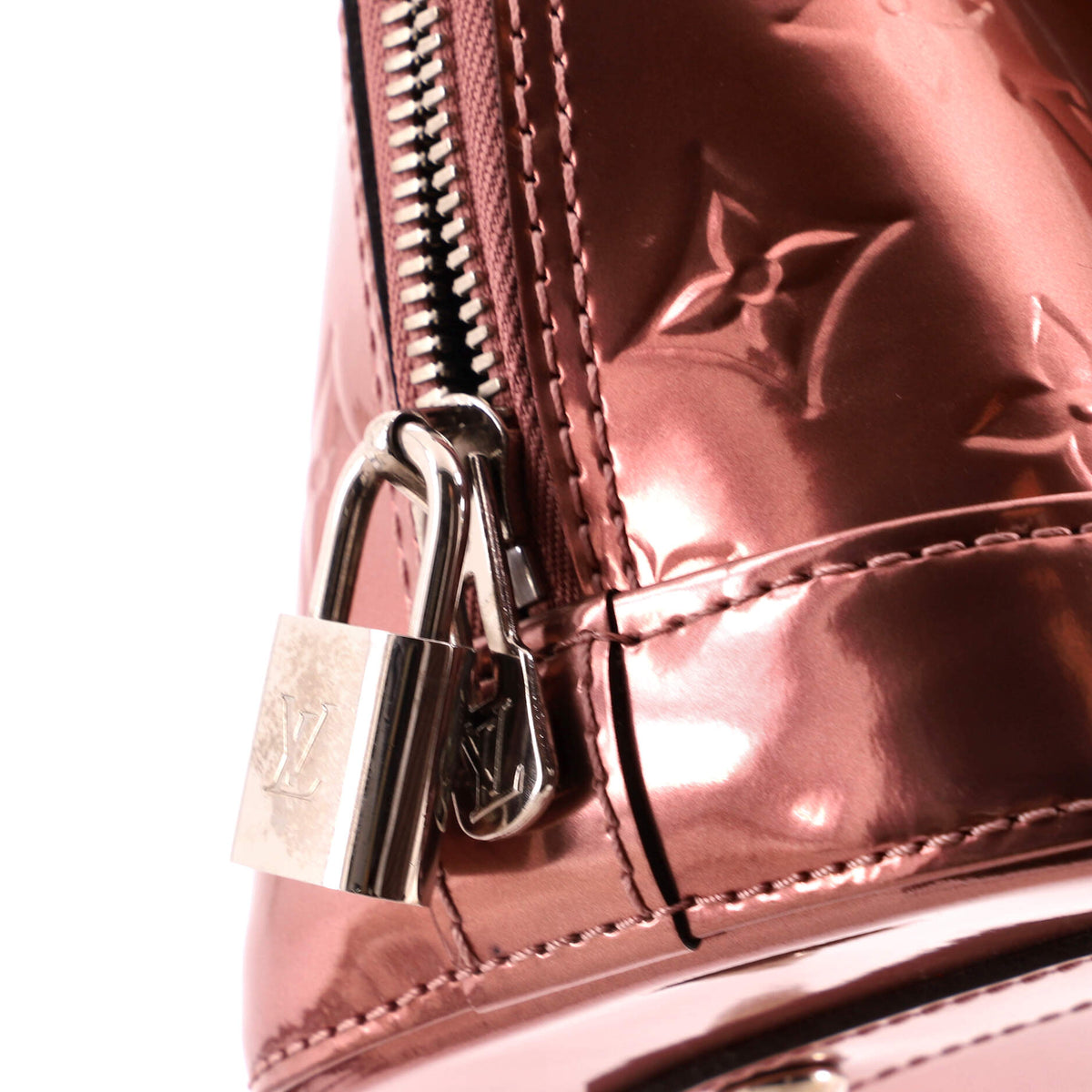 Louis Vuitton Alma Handbag Metallic Monogram Vernis with Leather BB