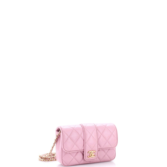 Chanel CC Tab Flap Shoulder Bag Quilted Lambskin Mini
