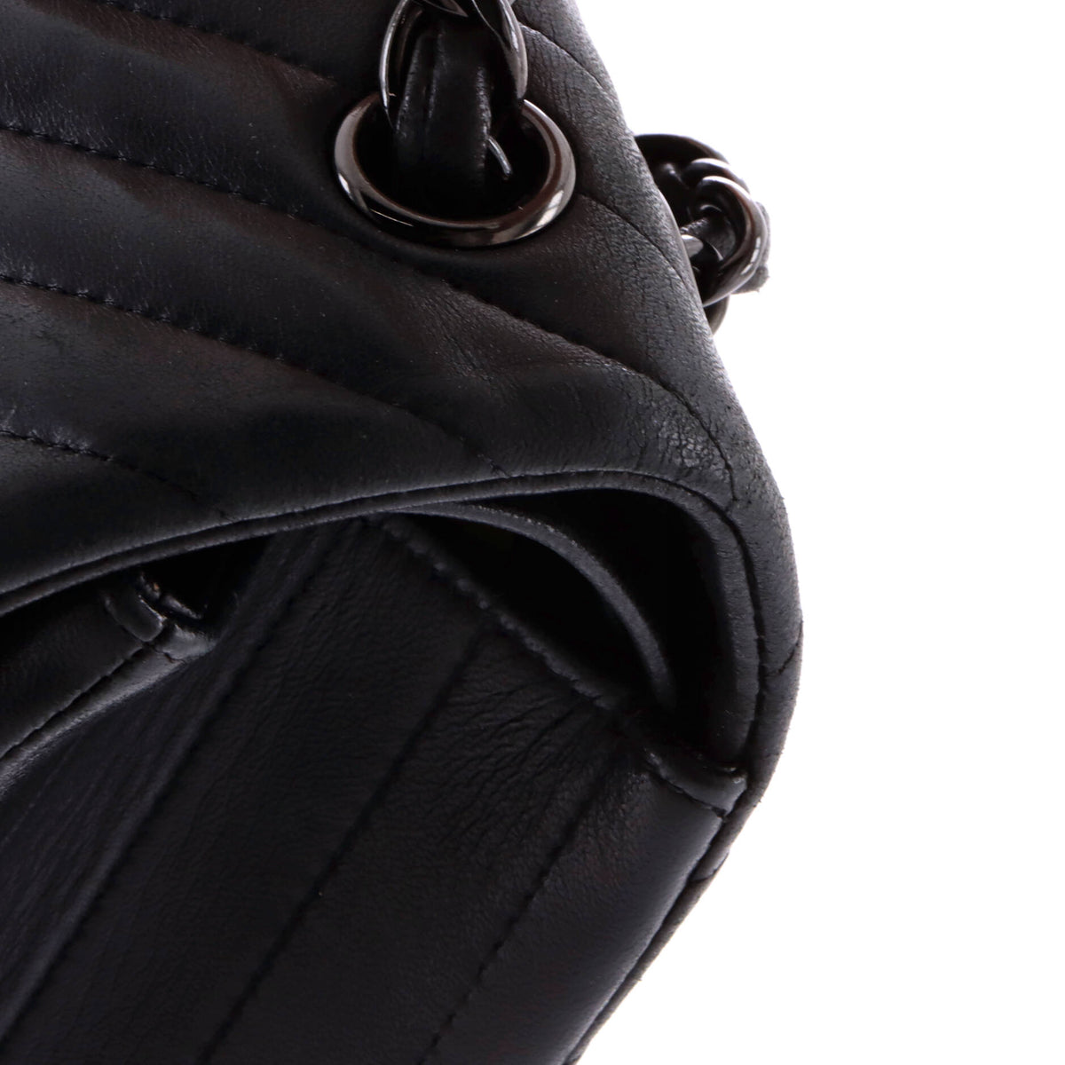 Chanel So Black Classic Double Flap Bag Chevron Lambskin Jumbo