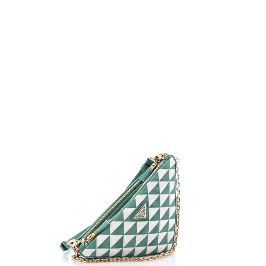 Prada Double Symbole Triangle Bag Leather and Jacquard Mini
