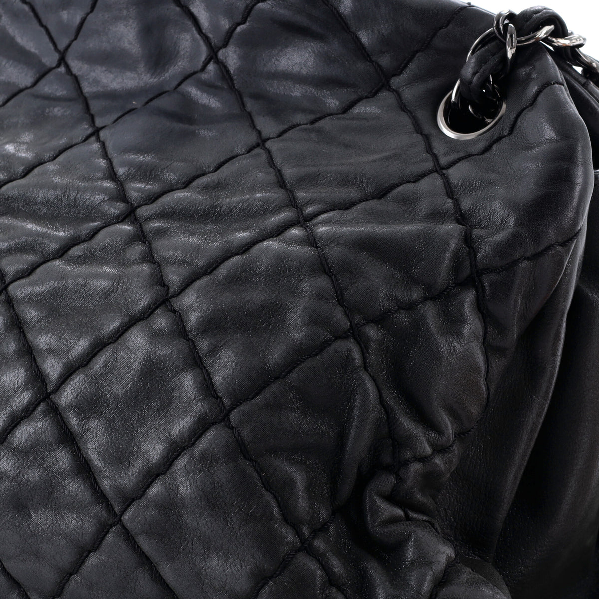 Chanel Just Mademoiselle Bag Quilted Iridescent Leather Large