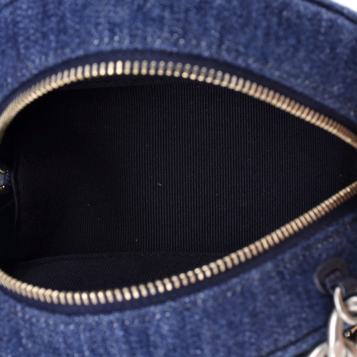 Chanel 19 Round Clutch with Chain Quilted Denim