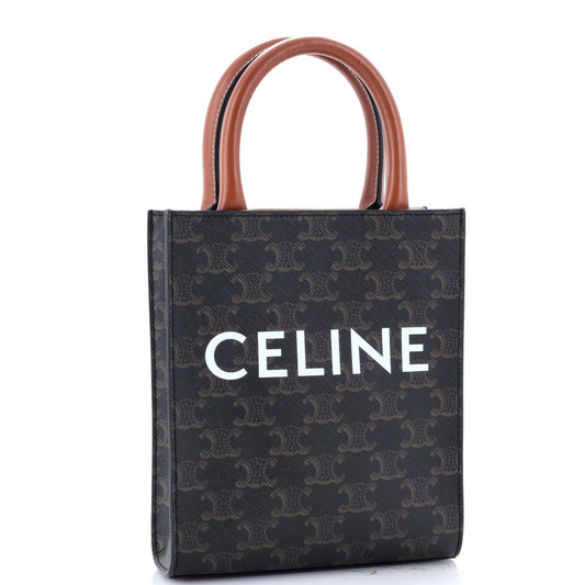 Celine Vertical Cabas Tote Triomphe Coated Canvas Mini