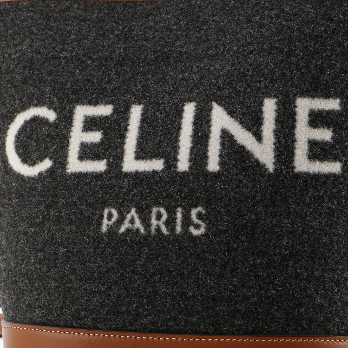 Celine Cuir Logo Bucket Bag Felt with Leather Small