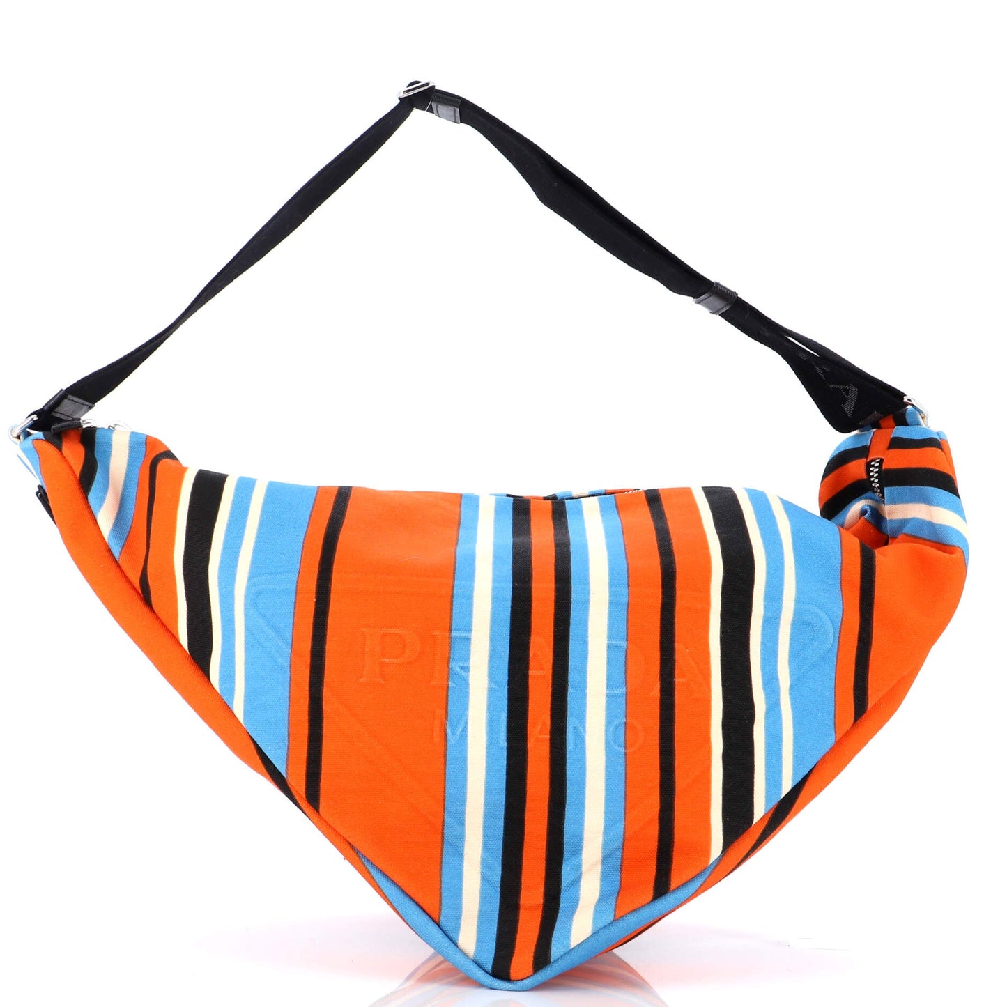 プラダ トライアングルロゴ ジップ クロスボディバッグ プリント キャンバス ラージ