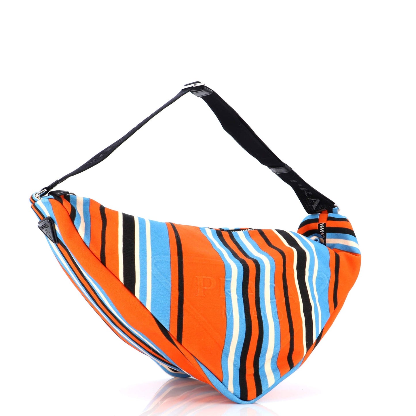 プラダ トライアングルロゴ ジップ クロスボディバッグ プリント キャンバス ラージ