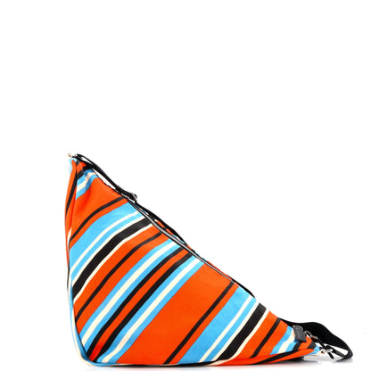 プラダ トライアングルロゴ ジップ クロスボディバッグ プリント キャンバス ラージ