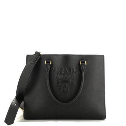Prada Lux Embossed Logo Tote Saffiano Leather Medium
