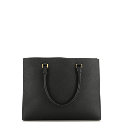 Prada Lux Embossed Logo Tote Saffiano Leather Medium