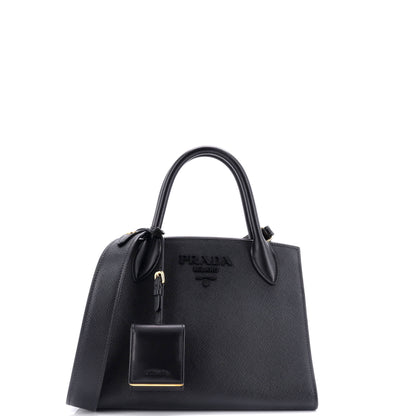 Prada Monochrome Tote Saffiano with City Calf Small