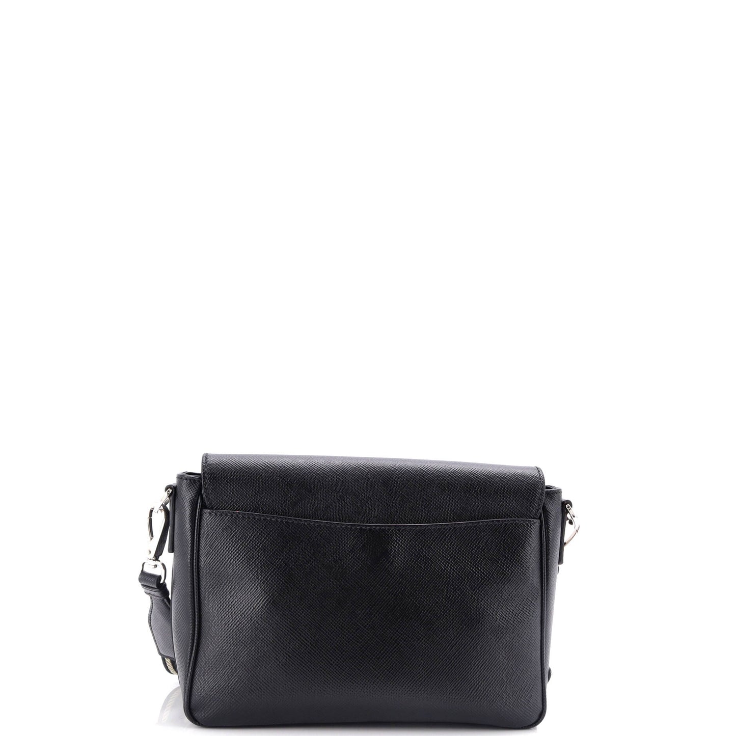 Prada Triangle Logo Flap Crossbody Bag Embossed Saffiano Leather Small