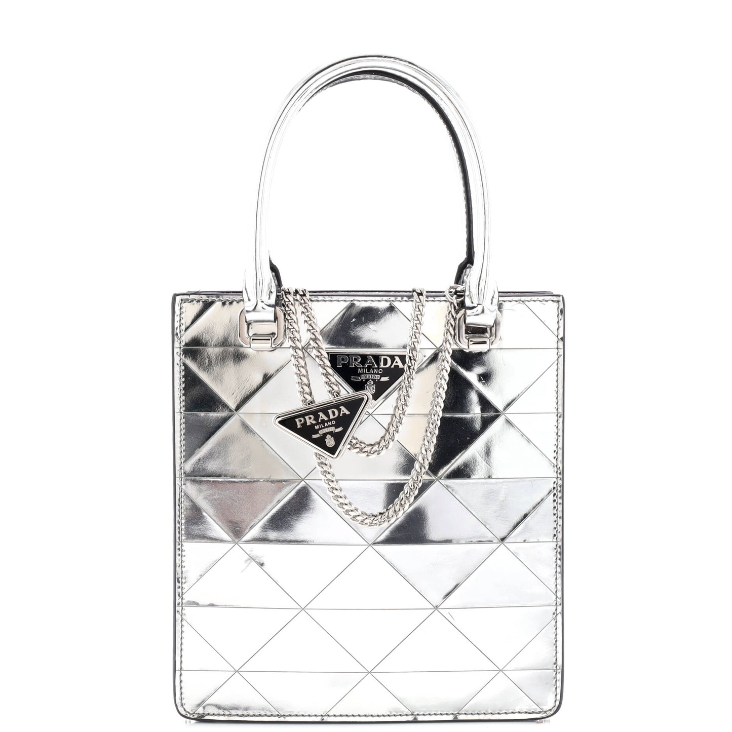 プラダ トライアングル トート スパッゾラート レザー ミニ