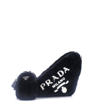 Prada Triangle Logo Zip Crossbody Bag Terry Cloth Small