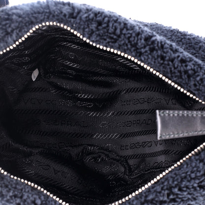 Prada Triangle Logo Zip Crossbody Bag Terry Cloth Small