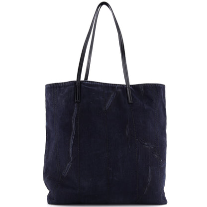 Prada Logo Shopping Tote Denim and Linen Blend