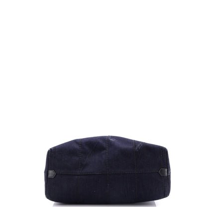 Prada Logo Shopping Tote Denim and Linen Blend