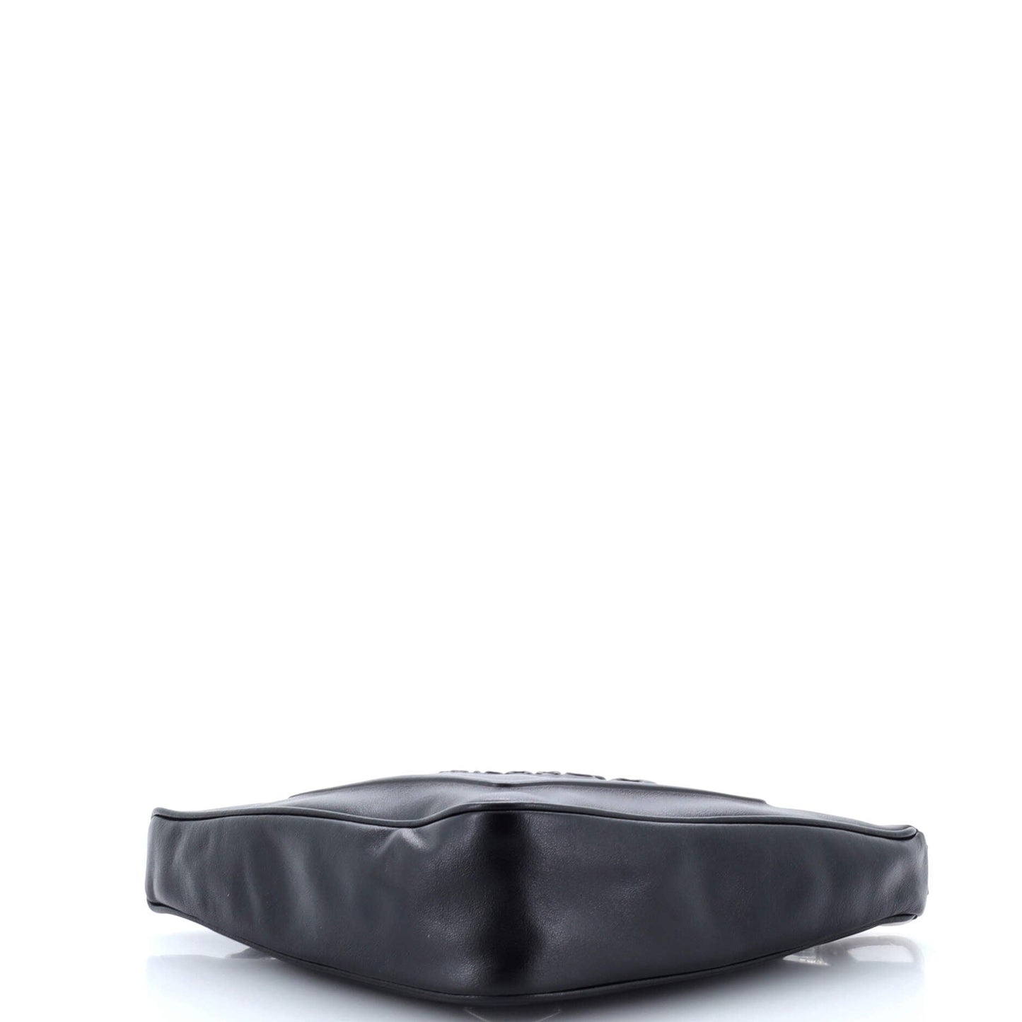 Prada Triangle Logo Wristlet Pouch Embossed Leather