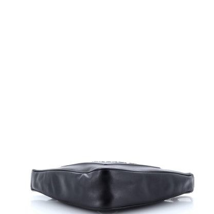 Prada Triangle Logo Wristlet Pouch Embossed Leather