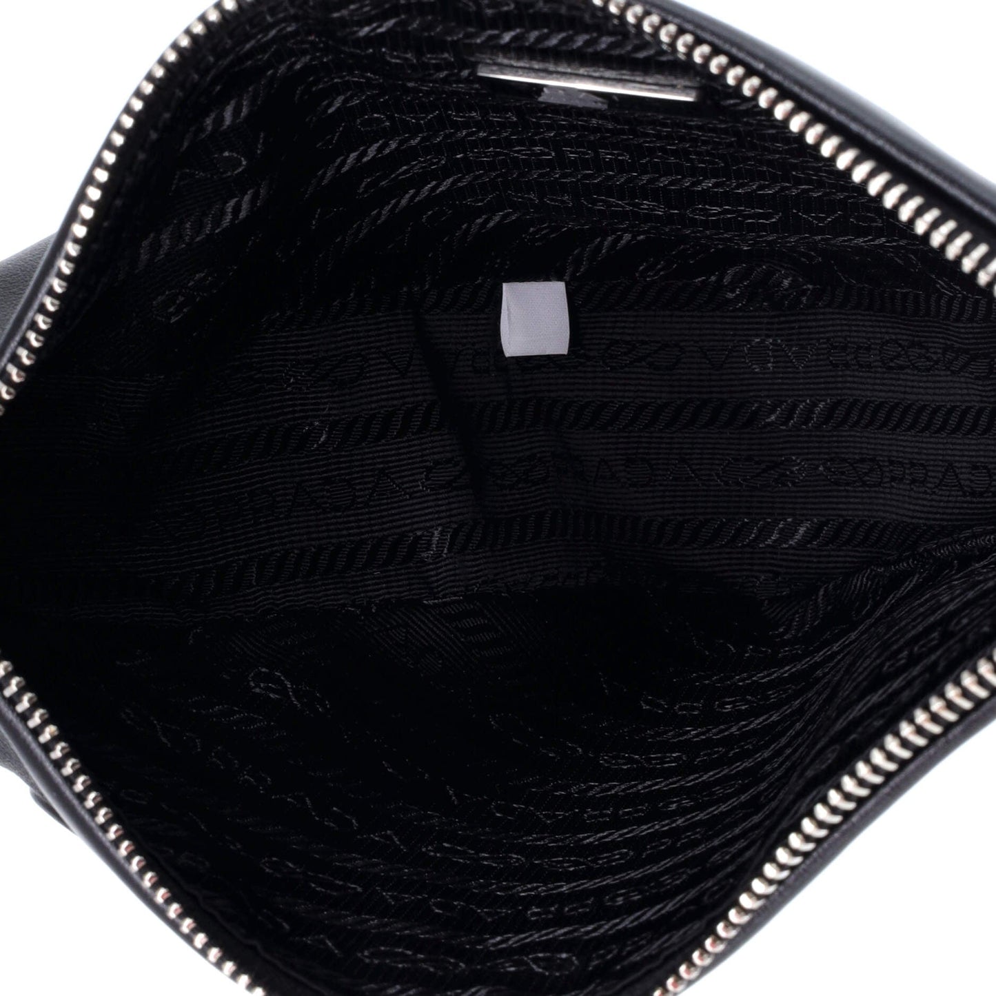 Prada Triangle Logo Wristlet Pouch Embossed Leather