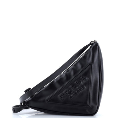 Prada Triangle Logo Zip Crossbody Bag Embossed Grace Lux Small