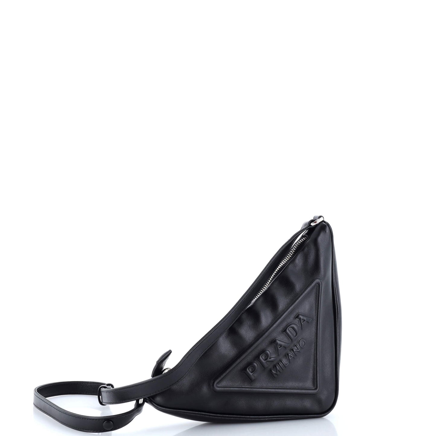 Prada Triangle Logo Zip Crossbody Bag Embossed Grace Lux Small