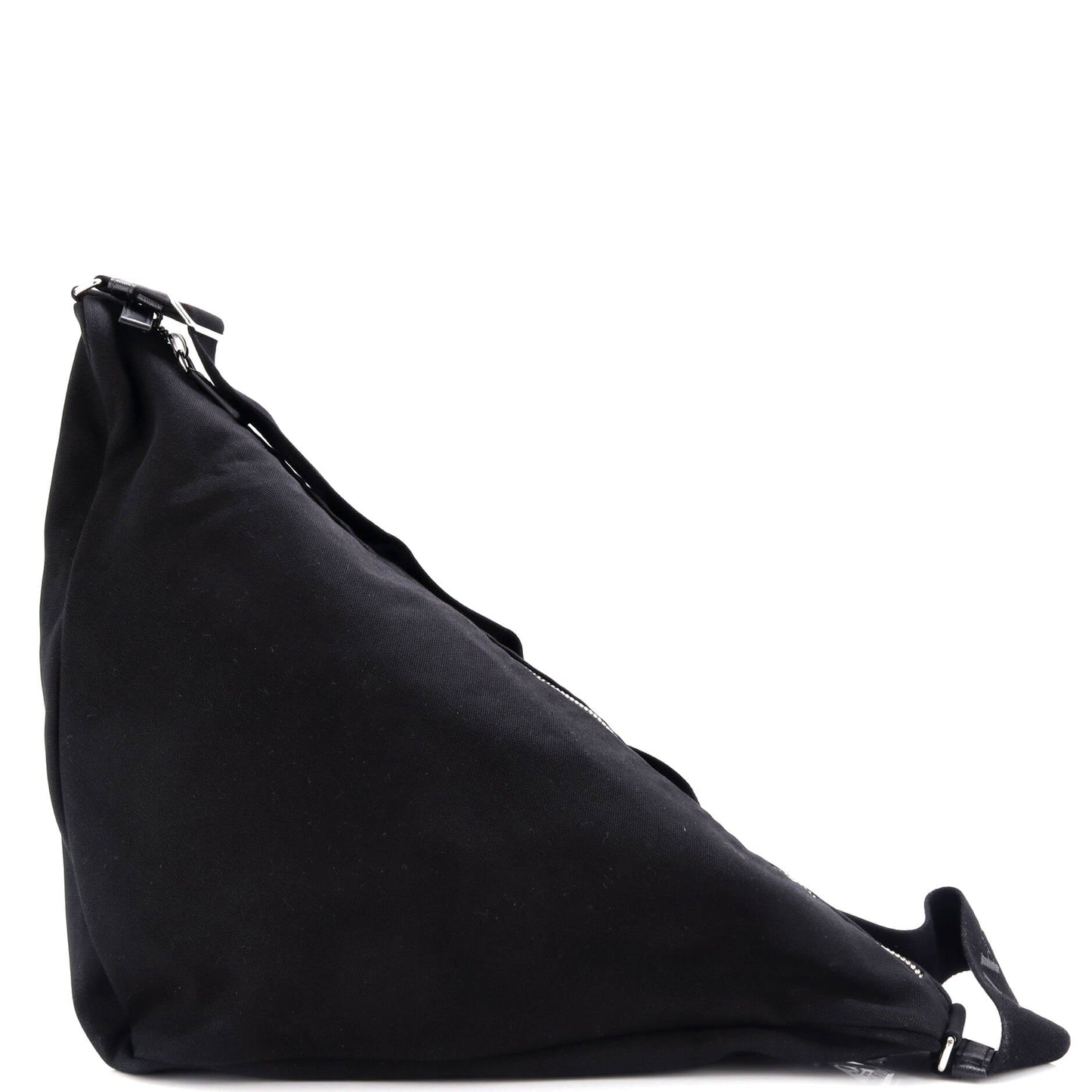 Prada Triangle Logo Zip Crossbody Bag Embossed Canvas Large