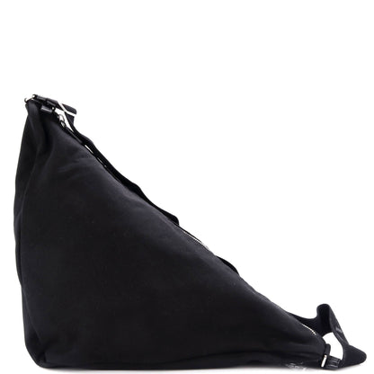 Prada Triangle Logo Zip Crossbody Bag Embossed Canvas Large