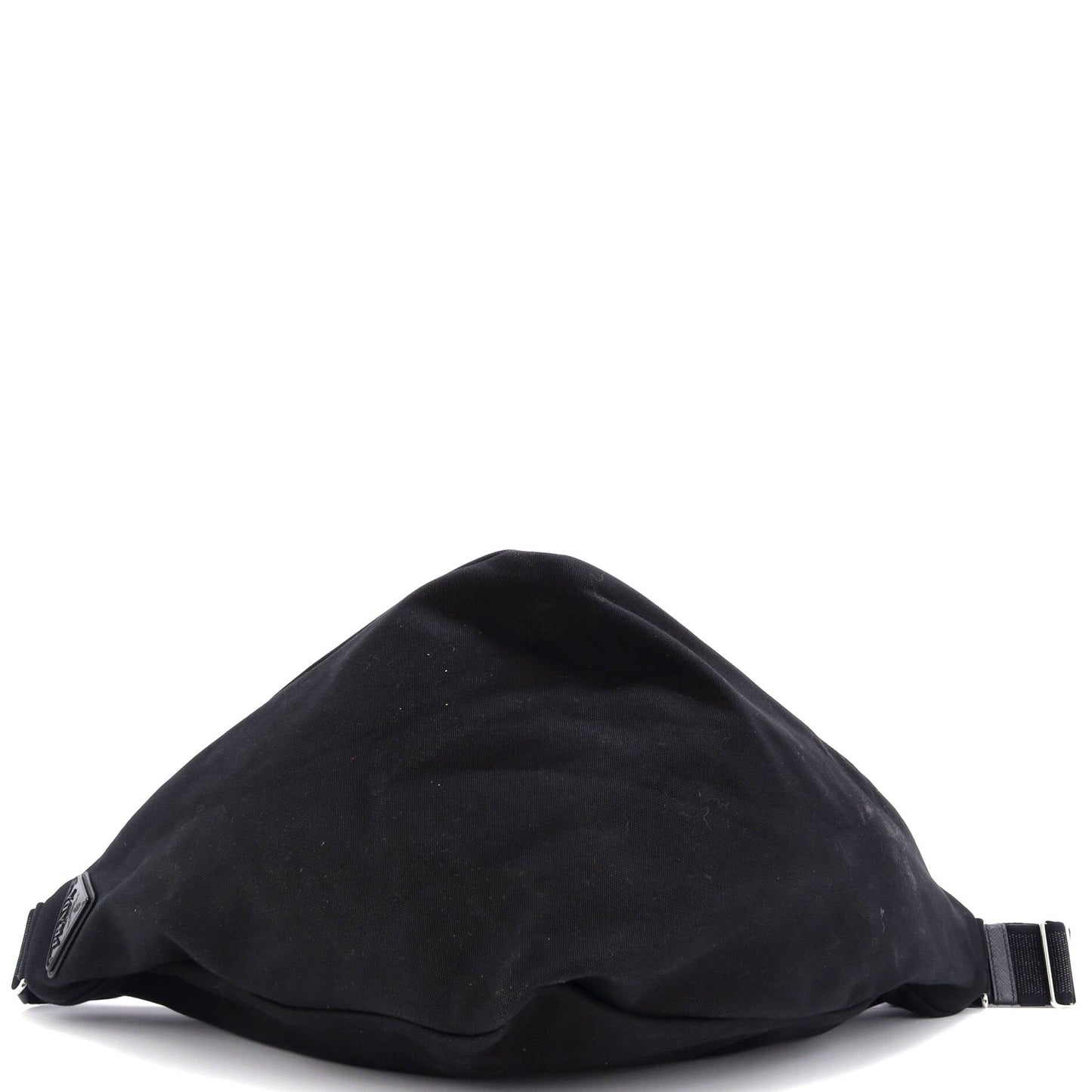 Prada Triangle Logo Zip Crossbody Bag Embossed Canvas Large