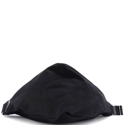 Prada Triangle Logo Zip Crossbody Bag Embossed Canvas Large