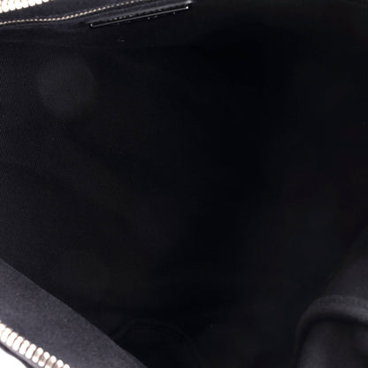 Prada Triangle Logo Zip Crossbody Bag Embossed Canvas Large