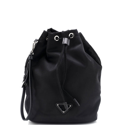 Prada Drawstring Wristlet Bucket Bag Tessuto Small