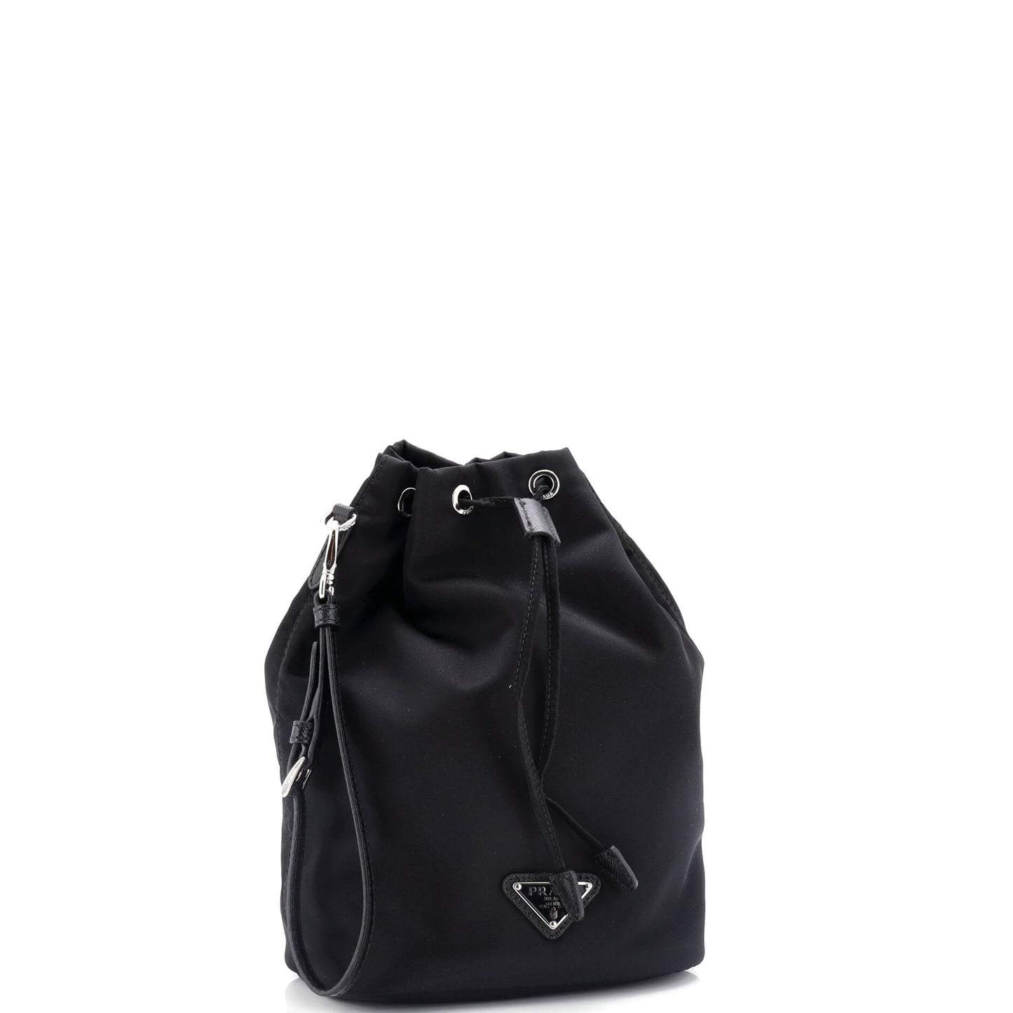 Prada Drawstring Wristlet Bucket Bag Tessuto Small