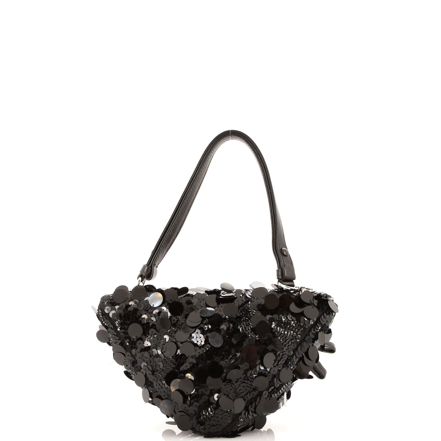 Prada Triangle Convertible Zip Handbag Sequin with Leather
