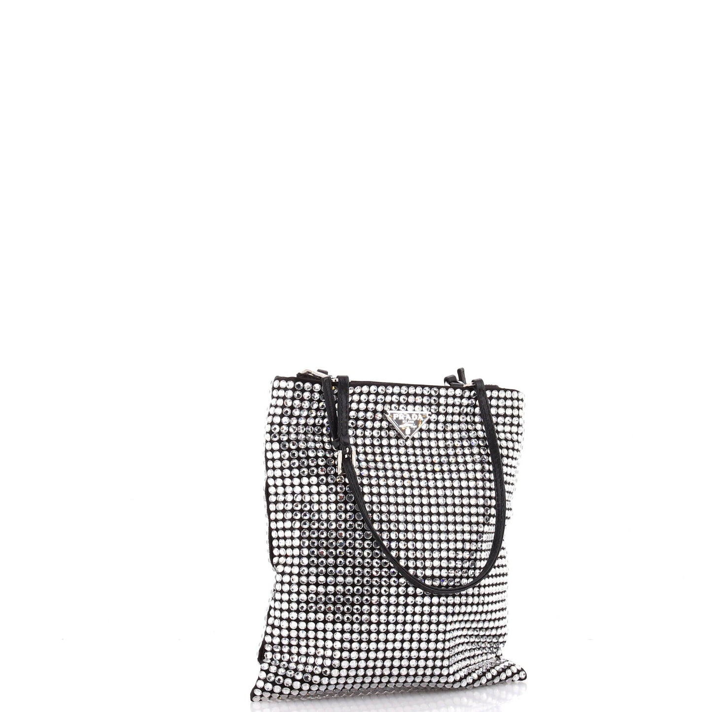 プラダ コンバーチブル オープントート クリスタル装飾 サテン ミニ