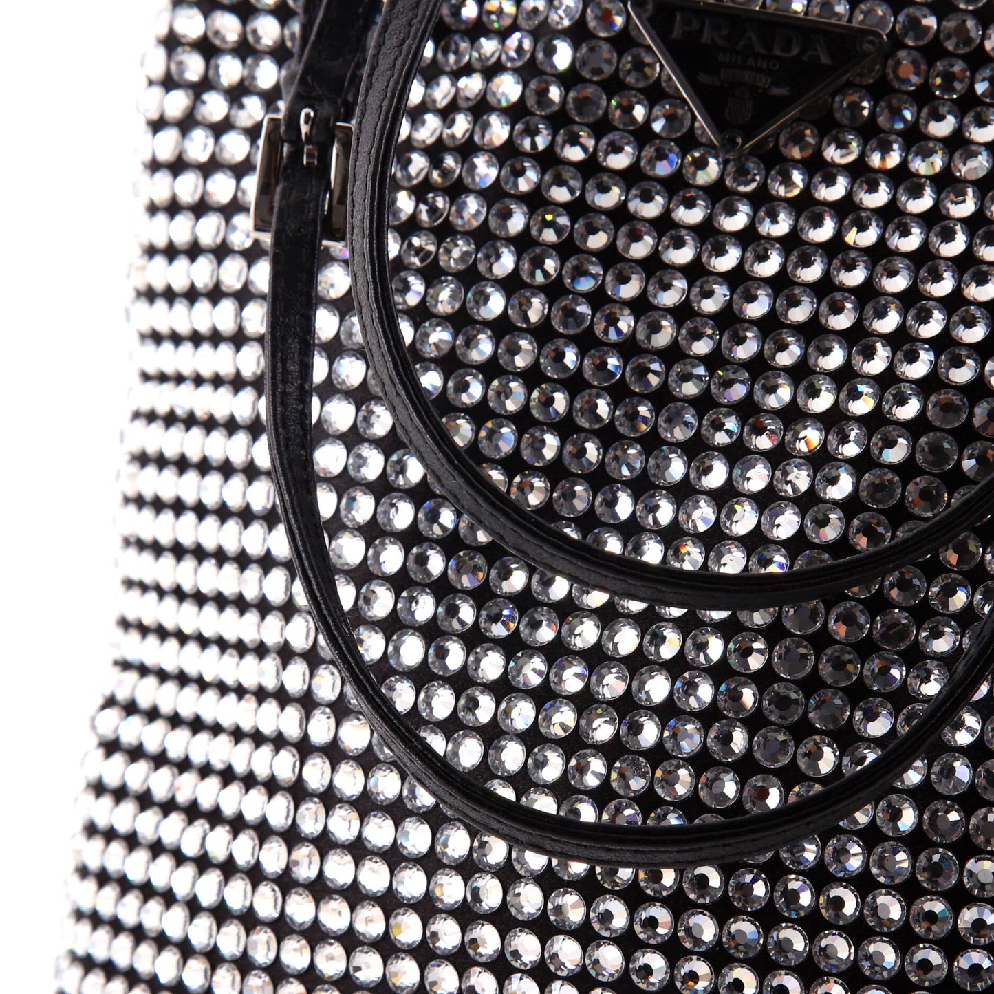 プラダ コンバーチブル オープントート クリスタル装飾 サテン ミニ