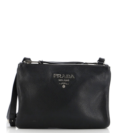 Prada Double Zip Crossbody Bag Vitello Daino Small