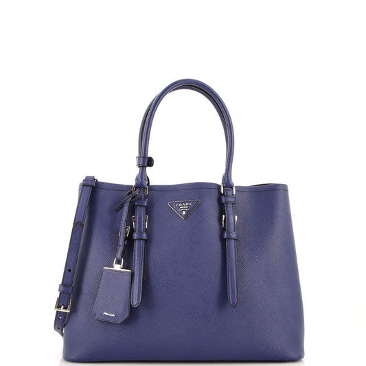 Prada Belted Strap Cuir Double Tote Saffiano Leather Medium