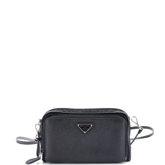 Prada Double Zip Camera Bag Tessuto and Saffiano Leather Mini