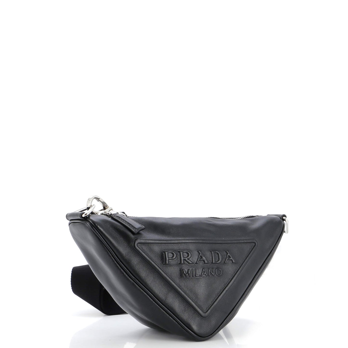 Prada Triangle Logo Zip Crossbody Bag Leather Small