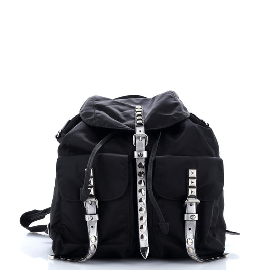 Prada New Vela Backpack Tessuto with Studded Leather
