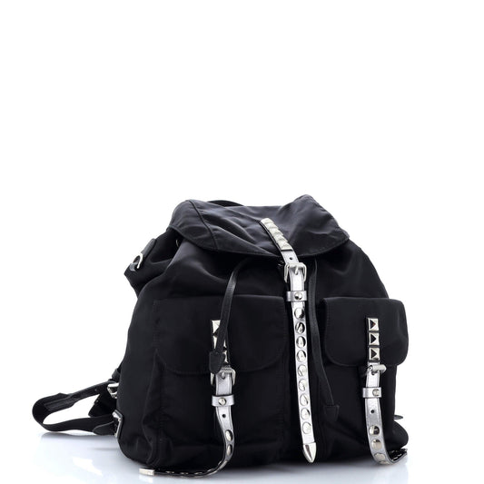 Prada New Vela Backpack Tessuto with Studded Leather