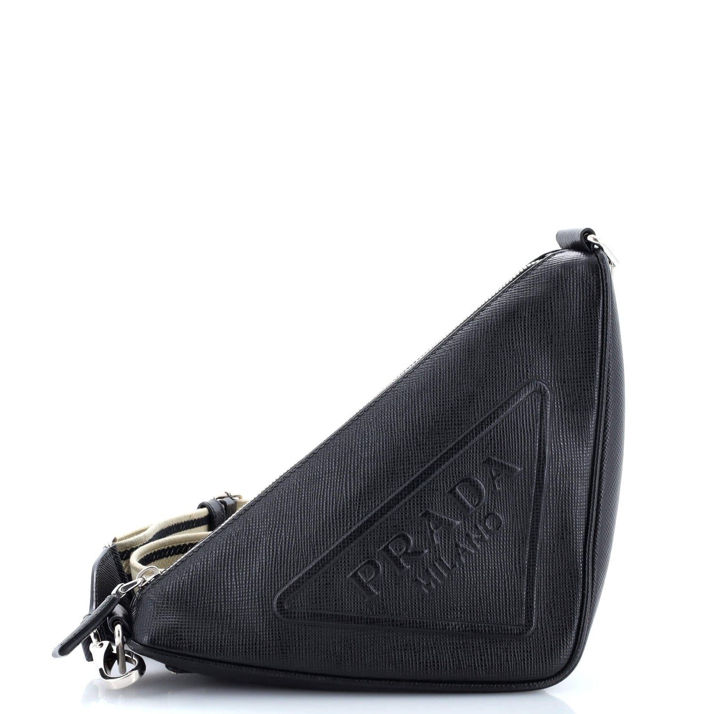 Prada Triangle Logo Zip Crossbody Bag Leather Small