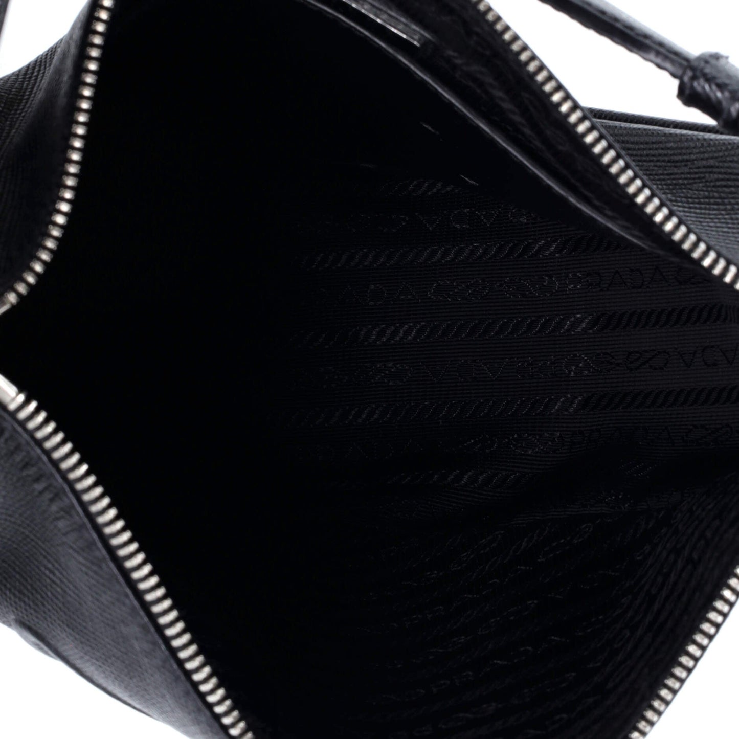 Prada Triangle Logo Zip Crossbody Bag Leather Small