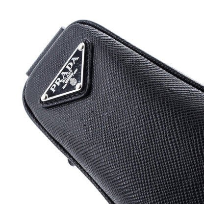 Prada Triangle Logo Zip Crossbody Bag Leather Small