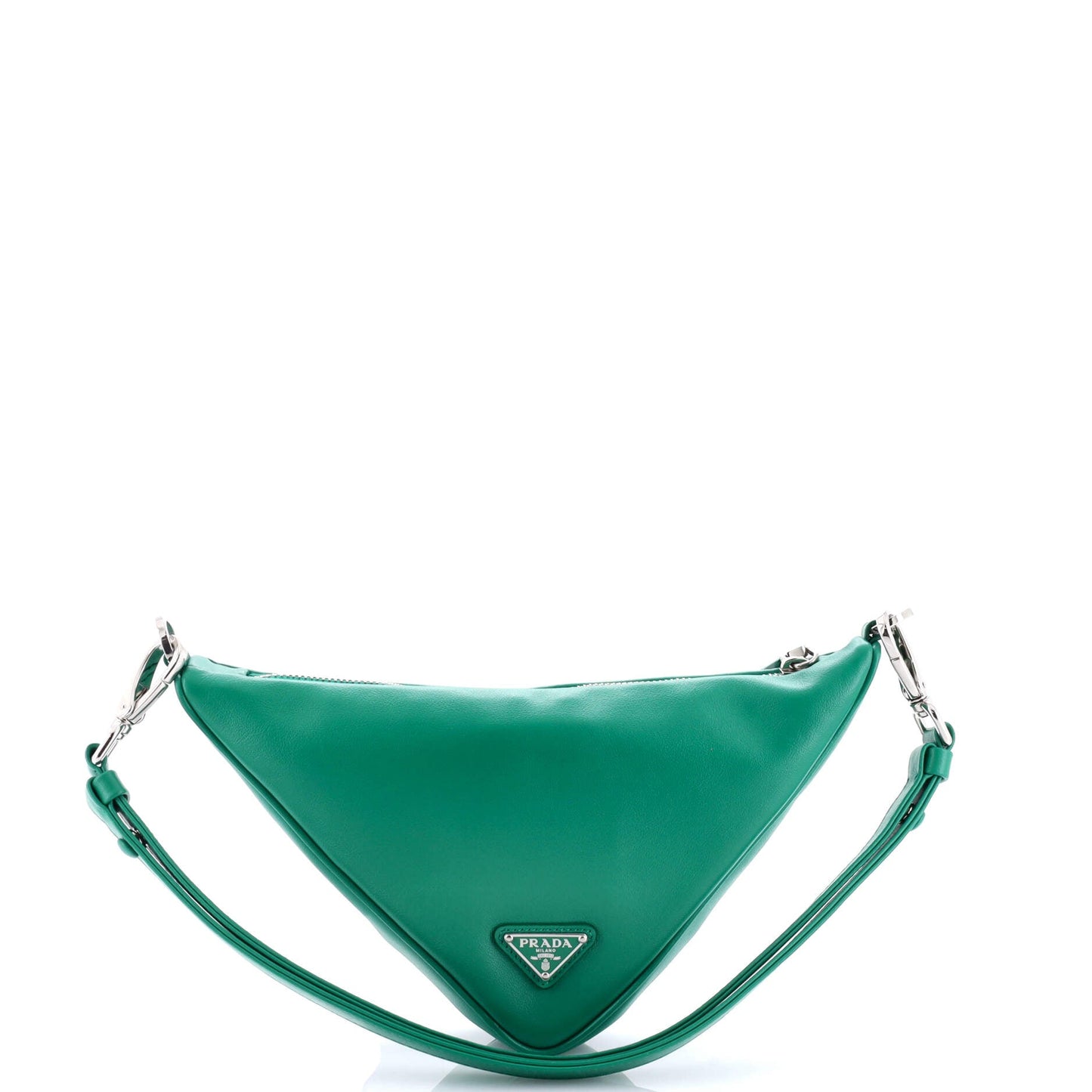 プラダ トライアングルロゴ ジップチェーン クロスボディバッグ エンボスレザー スモール