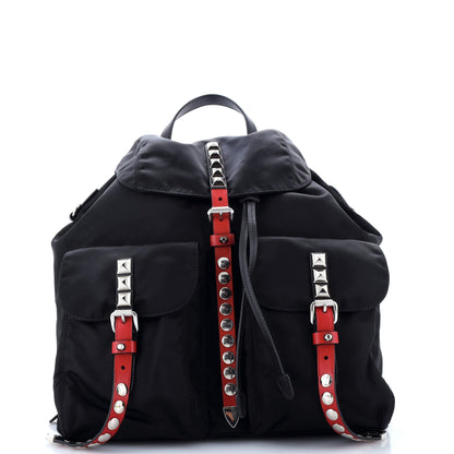 Prada New Vela Backpack Tessuto with Studded Leather