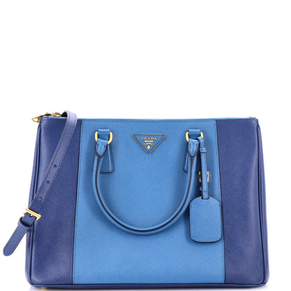 プラダ バイカラー ダブルジップ リュクス トートバッグ サフィアーノレザー ミディアム