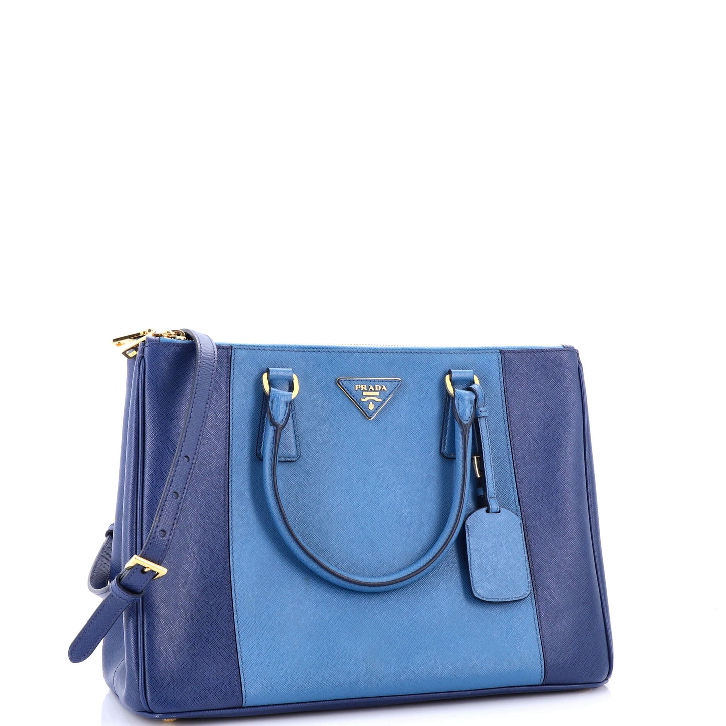 プラダ バイカラー ダブルジップ リュクス トートバッグ サフィアーノレザー ミディアム