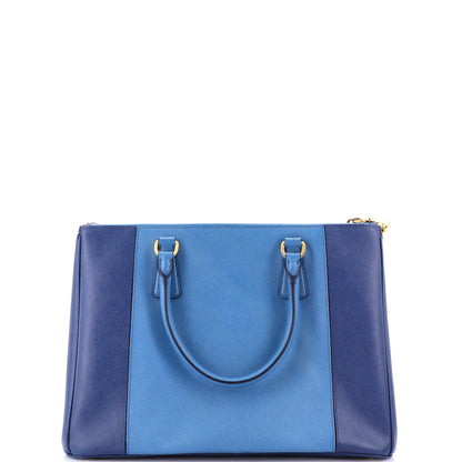 プラダ バイカラー ダブルジップ リュクス トートバッグ サフィアーノレザー ミディアム