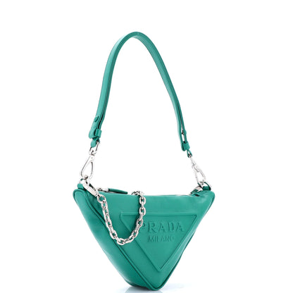 プラダ トライアングルロゴ ジップチェーン クロスボディバッグ エンボスレザー スモール